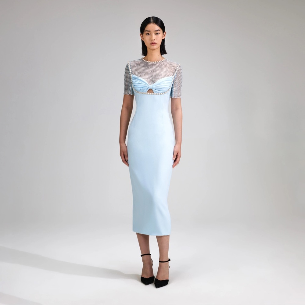 self-portrait
Blue Crepe Diamante Midi Dress